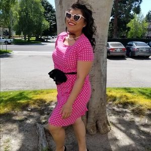 Pink and white polka dot dress